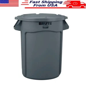 32 Gallon Heavy-Duty Trash Can W/ Snap-On Lid Venting Channels Outdoor Use - Picture 1 of 8