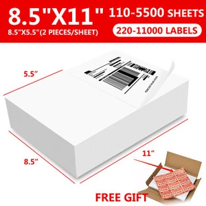8.5 x 5.5" Half Sheets Shipping Labels 2 Per Sheet Blank Self Adhesive 220-11000 - Picture 1 of 22