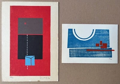 Helmut Senf Signierte Original Farbholzschnitte - Konkrete Kunst der DDR 1971/74 - Bild 1 von 4