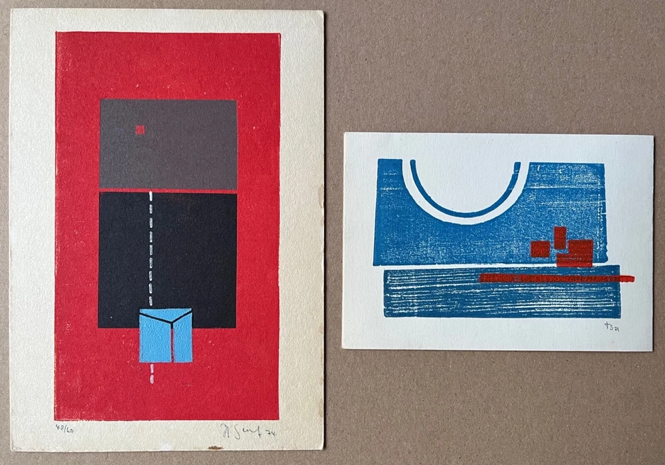 Helmut Senf Signierte Original Farbholzschnitte - Konkrete Kunst der DDR 1971/74 - Bild 1 von 4