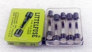 LITTELFUSE 313.175 .175 AMP 3AG SLO-BLO GLASS FUSES- 5 pcs - Picture 1 of 1