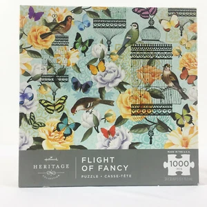 Hallmark Heritage Flight Of Fancy 1000 Piece Puzzle Birds Butterflies - Picture 1 of 3
