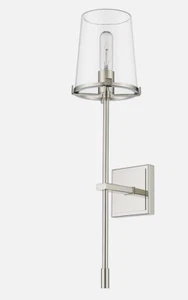 NEW Restoration Hardware Pauillic STYLE Nickel & Glass Wall Sconce Torch 26"H - Picture 1 of 3