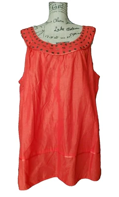 NUEVA Blusa Túnica Babydoll Naranja Boho Chic Algodón Lane Bryant Talla Grande 24 Nueva con Etiquetas Foto 1 de 4