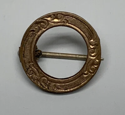 Antique Victorian 1/2" Circle Gold Front Pin Marked GOLD FRONT - Image 1 of 4