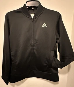 ADIDAS Youth Boys Girls Bomber Jacket Medium 10/12 Black Zip Regular Fit NEW - Picture 1 of 9