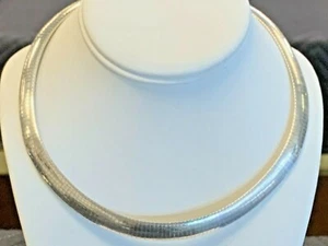 ESTATE ITALY OMEGA STERLING SILVER .925 NECKLACES 44.5 GRAMS 9.7MM - Picture 1 of 6