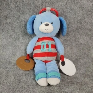 Carters Blue Puppy Dog Plush Lovey Teether Rattle Stroller Clip 12in Stuffed Toy - Picture 1 of 15