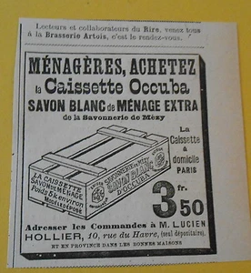 Pub Advert Ménagères La Caissette Occuba Savonnerie de Mézy Originale Print 1896 - Imagen 1 de 1