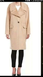 Badgley Mischka Verona Wool blend Coat sz L Nude Camel - Picture 1 of 2