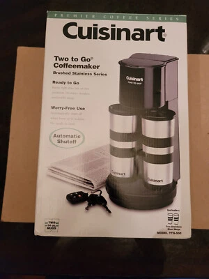 CUISINART TTG-500 TWO TO GO COFFEEMAKER W/ TWO 14OZ MUGS - NEW - Image 1 of 4