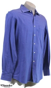 Tommy Bahama Cotton Blue Striped Button-Up Dress Shirt Men's 16 34-35 - Picture 1 of 4