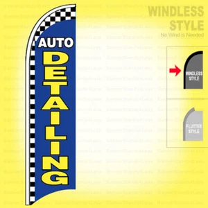 DETALLES AUTOMÁTICOS - Letrero de pancarta de pluma de lavado de autos sin viento Swooper Flag 11,5 pies bb - Imagen 1 de 1