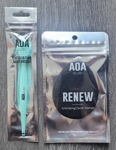 Exfoliating Facial Sponge & Silicone Mini Brush For Blackhead & Lip Exfoliating - Picture 1 of 8