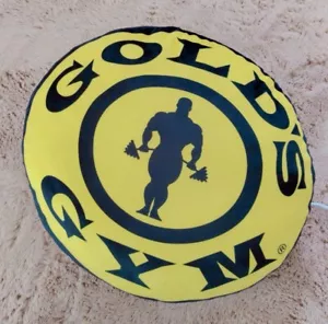 NEW! GOLD’S GYM round cushion black yellow Japan fedex - Picture 1 of 3