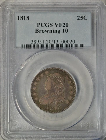 1818 Capped Bust quarter, PCGS VF20..........Type Coin Company Cover