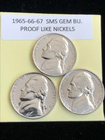 1965-66-67 Jefferson Nickel Gem Bu."Proof Like" Cover