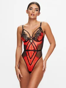 Ann Summers Lovers Secret Crotchless Body - Black & Red - Sizes S - XXL - Picture 1 of 4