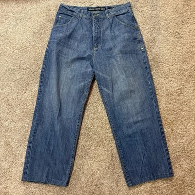 Мужские джинсы Ecko Unlimited 36 синие гранж мешковатые выцветшие широкие штанины - Изображение 1 из 4