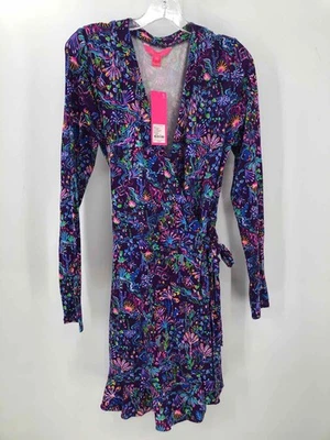 Lilly Pulitzer Purple Size Medium Printed Wrap Knee Length Long Sleeve Dress - Image 1 of 3