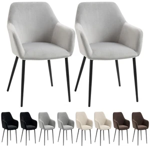 HOMCOM Set 2 Sedie Sala da Pranzo con Braccioli per Soggiorno, 54x57x80 cm - Foto 1 di 51