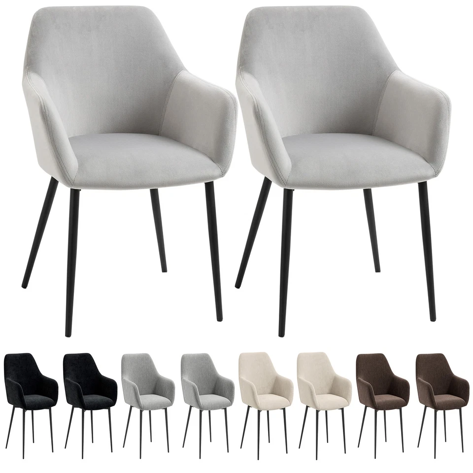 HOMCOM Set 2 Sedie Sala da Pranzo con Braccioli per Soggiorno, 54x57x80 cm - Immagine 1 di 1