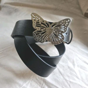 NWT Time & Tru Black Belt w/ Silver Butterfly Size XL Faux Leather 46 Inches - Picture 1 of 6