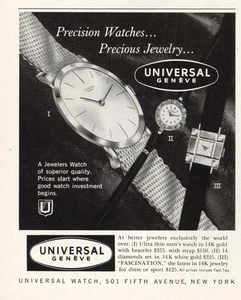 1959 Universal Geneve: Premium Watches Precious Jewelry Vintage Print Ad - Picture 1 of 1