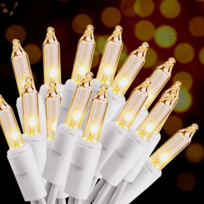 Christmas Lights 100 Count Mini Clear Lights 21Ft White Wire Christmas Tree Stri - Image 1 of 4