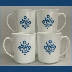 Tazze da caffè/tè vintage USA CorningWare blu ceramica fiordaliso 11 oz - SET DI 4! - Foto 1 di 12