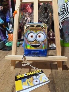 ✤ New LOUNGEFLY Despicable Me Minions Zip Wallet Yellow Blue Cosplay Banana Fun - Picture 1 of 4