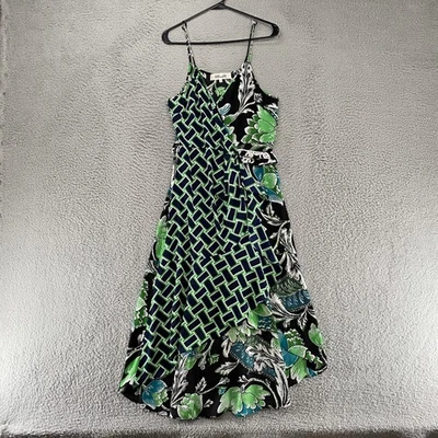 Vestido envolvente Diane von Furstenberg para mujer 12 negro verde midi floral Katsia DVF Foto 1 de 4