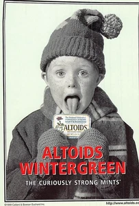 Postcard: Altoids Wintergreen, Kid in Winter Clothes, 4x6, Advertising - Picture 1 of 2