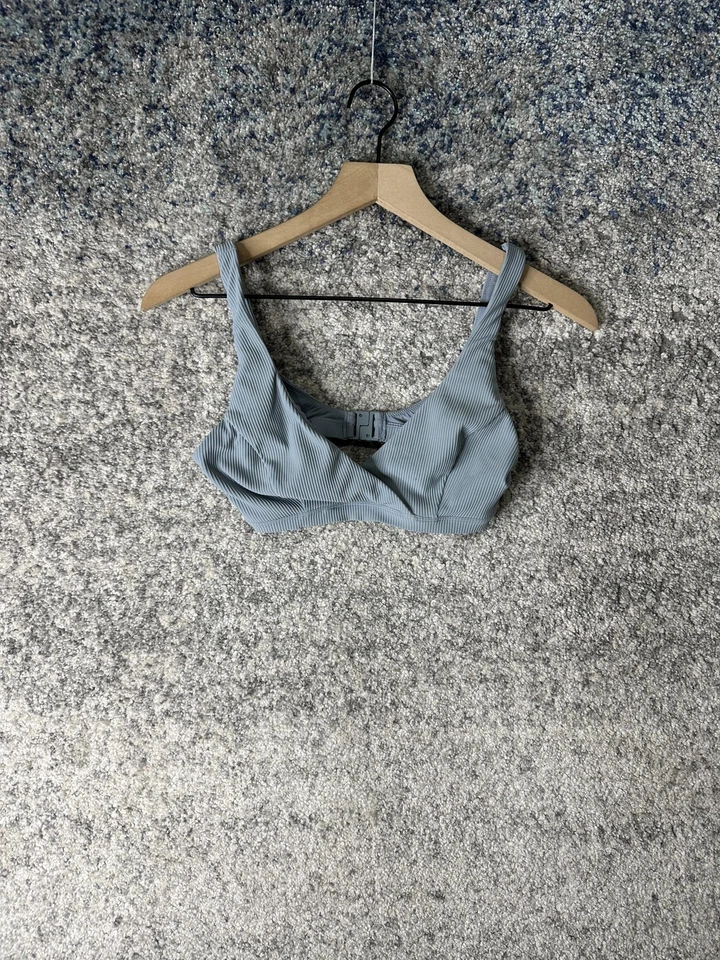 Lululemon Sports Bra Womens Blue Ribbed Longline Yoga Athletic Scoop Neck - Image 1 of 4