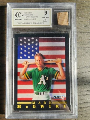 Игровая б/у бита Mark McGwire Pro-Visions #4 PSA 9 1991 Fleer - Изображение 1 из 2