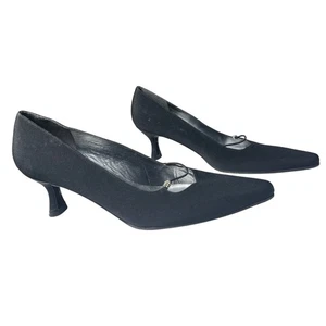 Stuart Weitzman Black Kitten Heel Pumps 8.5 AA Narrow Dress Evening Shoes - Picture 1 of 17
