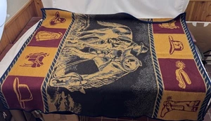 Western Cowboy Pferd Gewebt Gobelin Decke Überwurf Rustikal Südwest Deko - Bild 1 von 20