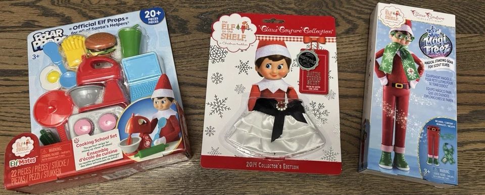 THE ELF ON THE SHELF Elf on The Shelf Claus Couture 3 Sets Skirt, props and Standing Gear