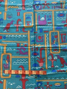 Vintage polychrome groovy Egyptian Print cotton fabric 45”w x 54"l - Picture 1 of 2