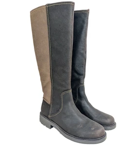 NEW Clarks Womens Opal Glow Knee High Boot Dark Brown Leather/Tan Textile 7.5 US - Picture 1 of 11