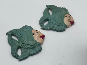 2 Vintage Wandtafeln Fisch handbemalt - Bild 1 von 9