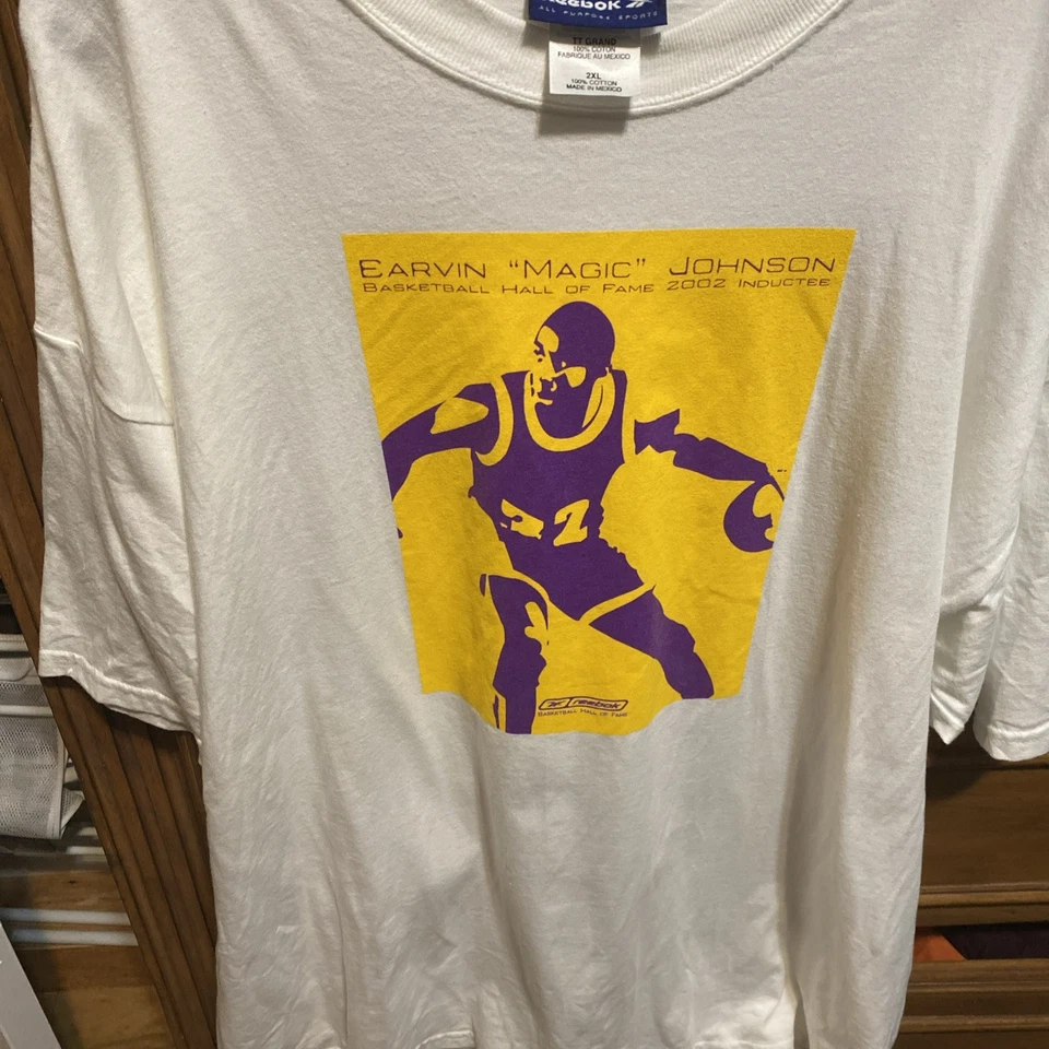 Camiseta Magic Johnson vintage y rara, 2002, XXL, camiseta de miembro del Salón de la Fama, Reebok  Foto 1 de 4