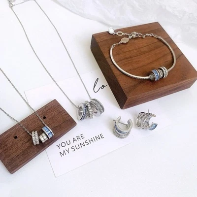 Connexus pendant bracelet earrings mixed cut Love is around blue, rhodium plated - Image 1 of 4