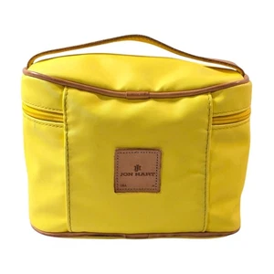 Bolso de viaje de cuero cosmético de lona recubierta amarilla Jon Hart estuche para artículos de tocador de maquillaje - Imagen 1 de 13