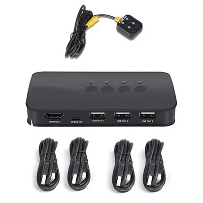 4 Port HDMI KVM Switch 4X1 4 In 1 Out 4K30Hz For 4 Computer Share 1 HD Monitor - Image 1 of 4