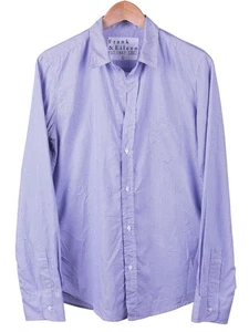 Frank & Eileen Blue Purple Micro Check 2ply Cotton Womens Blouse Top Shirt L - Picture 1 of 8