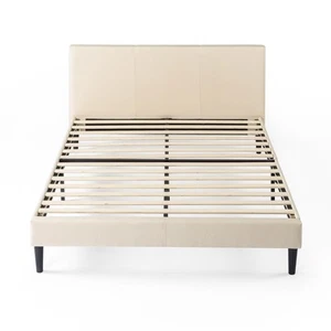 Double Bed Frame Classic Home Fabric Upholstered Platform Beige - Zinus Nelly - Picture 1 of 8