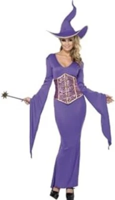 VESTIDO ELEGANTE HALLOWEEN # HECHICERA PÚRPURA M TALLA 12-14 Foto 1 de 2