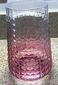 PINK GLASS VASE WITH SQUARE PYRAMID PATTERN - VASE 9" - Picture 1 of 3