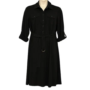Michael Michael Kors Women Dress Plus 1X Black Jersey Knit Button Classic Office - Picture 1 of 11